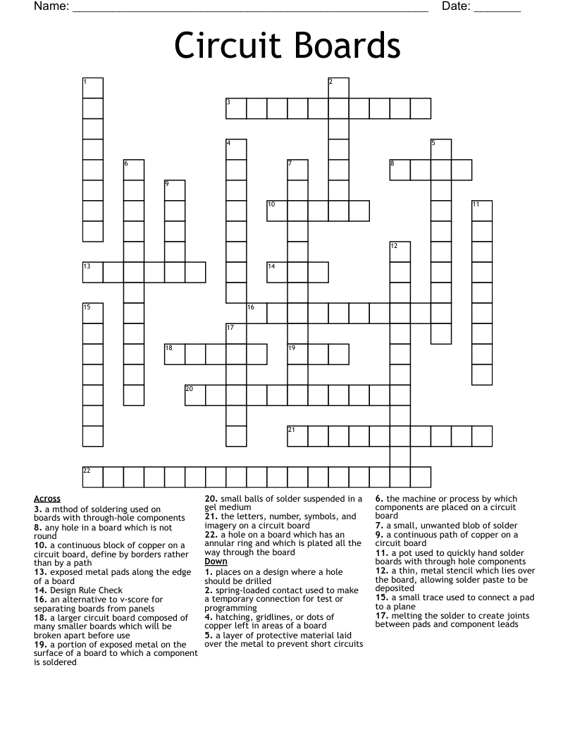 Circuit Boards Crossword