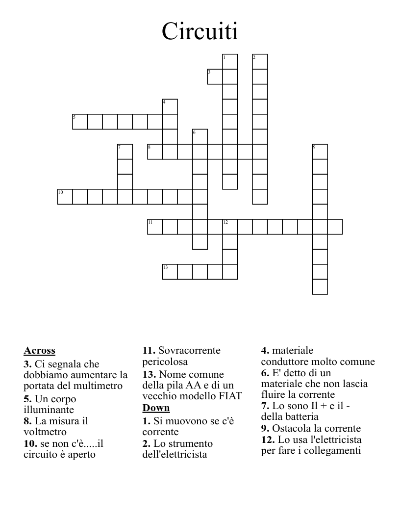 Circuiti Crossword