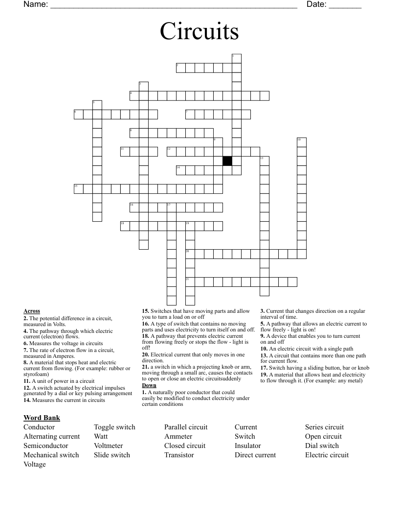 Circuits Crossword