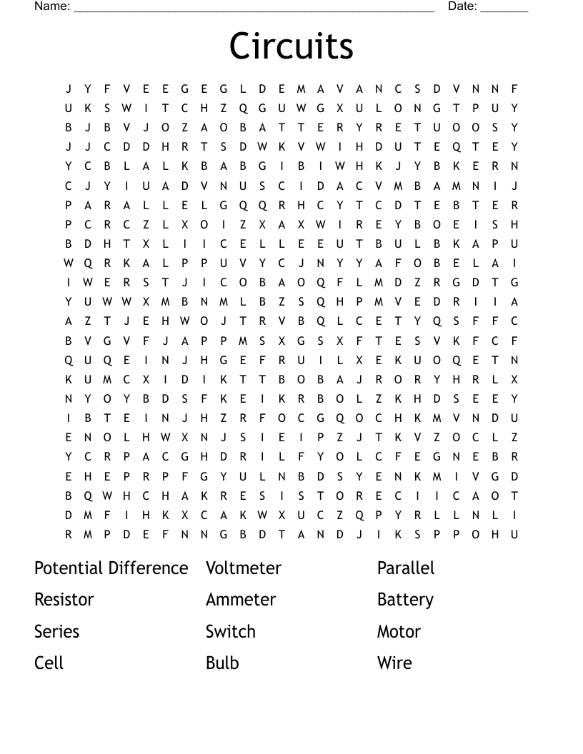 Circuits Word Search
