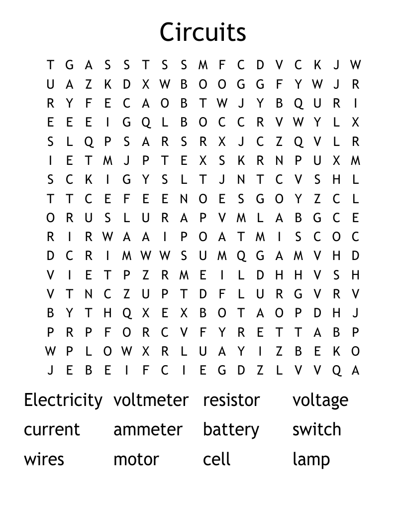 Circuits Word Search
