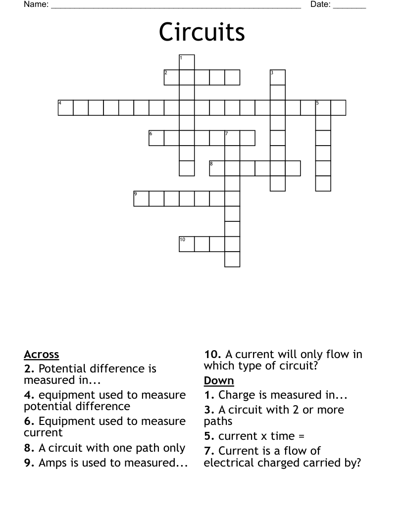 Circuits Crossword