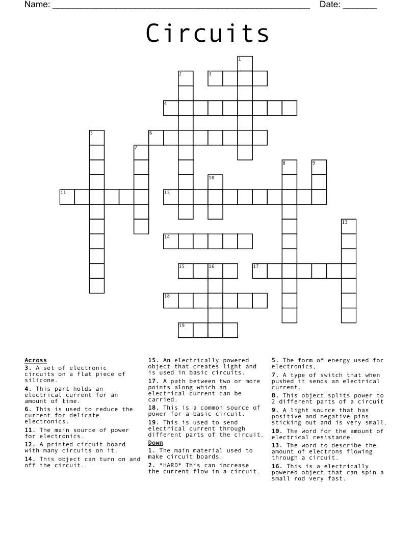Circuits Crossword