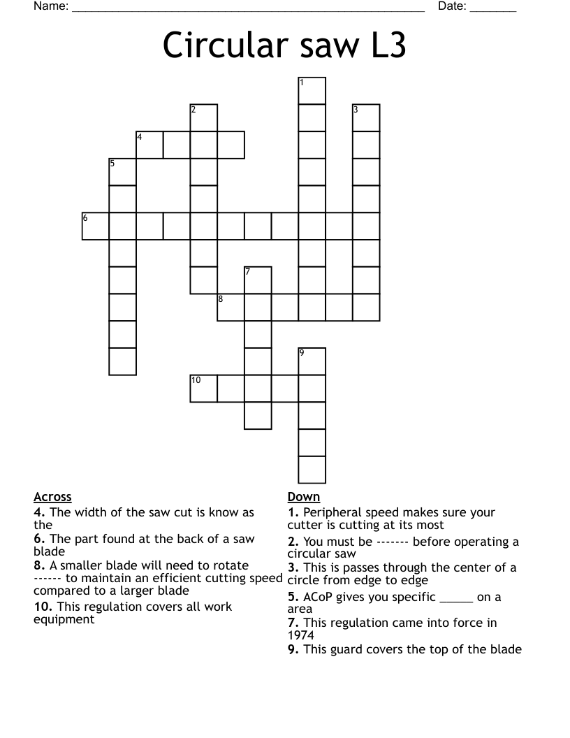 Circular saw L3 Crossword