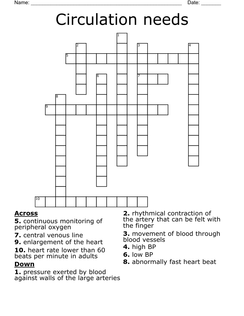 Circulation needs Crossword