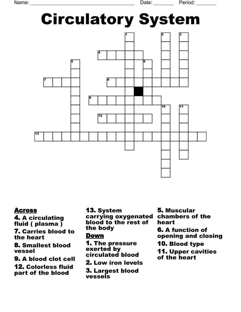 Circulatory System Crossword