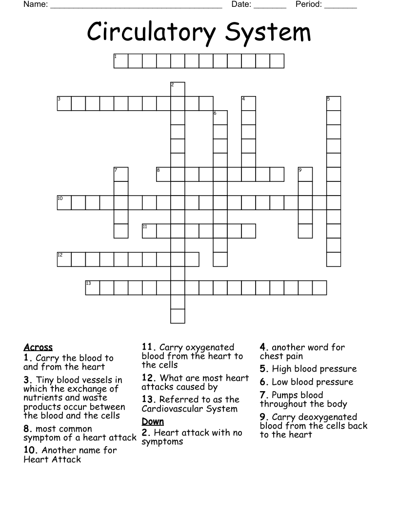 Circulatory System Crossword