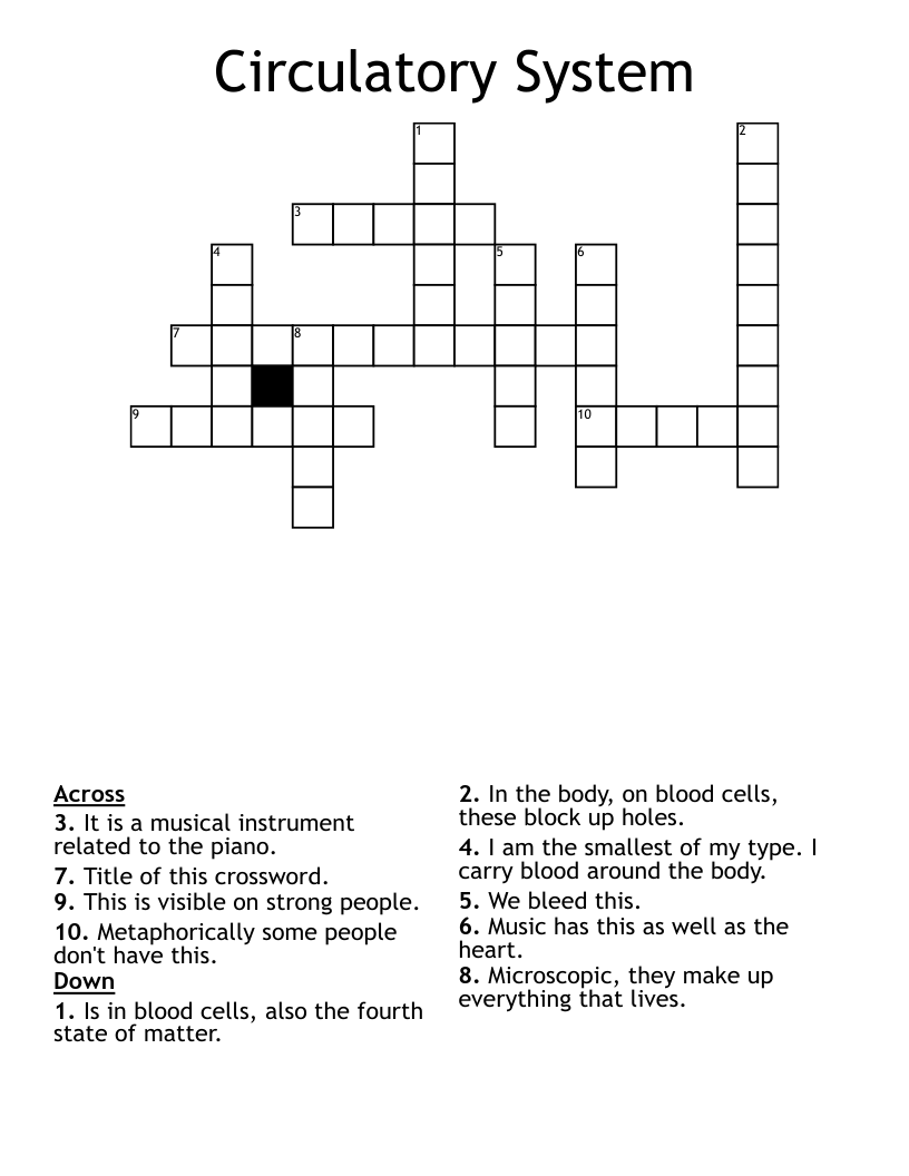 Circulatory System  Crossword