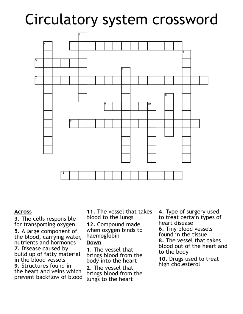 Circulatory system crossword