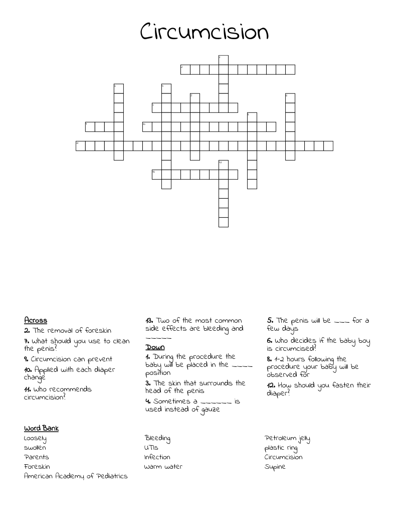 Circumcision Crossword