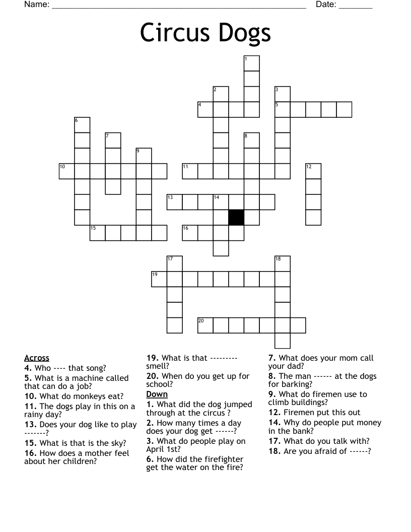 Circus Dogs Crossword