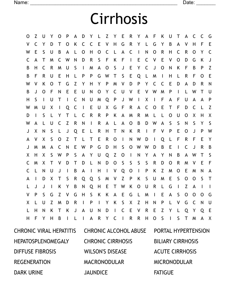 Cirrhosis Word Search