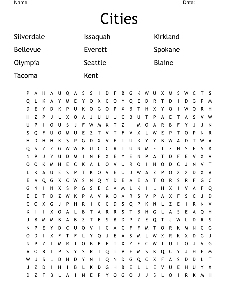 Cities Word Search