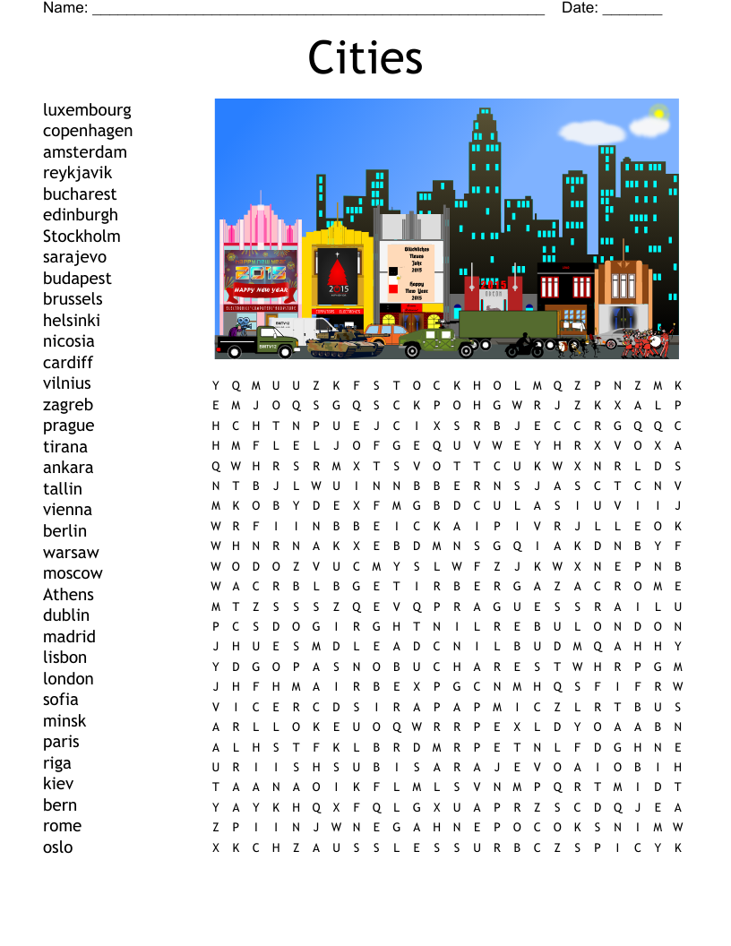 Cities Word Search