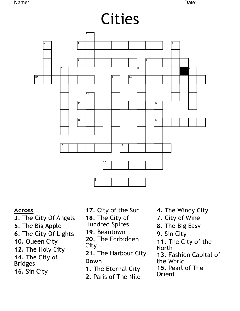 Cities Crossword