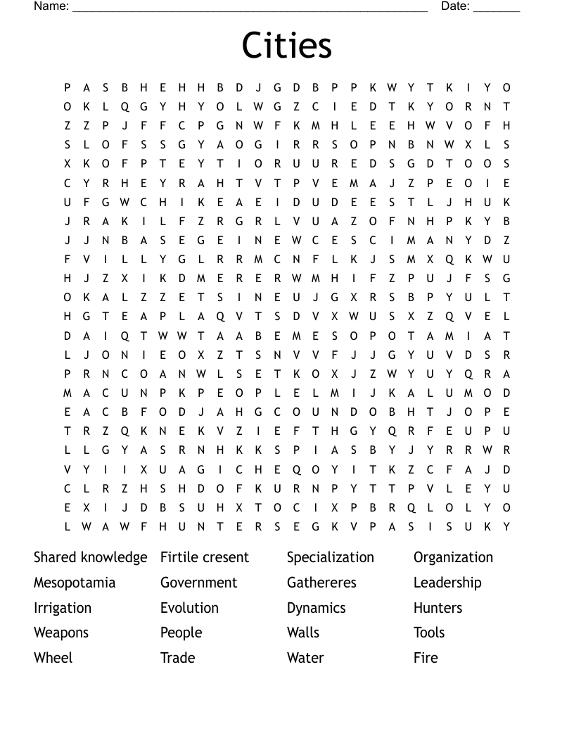 Cities Word Search