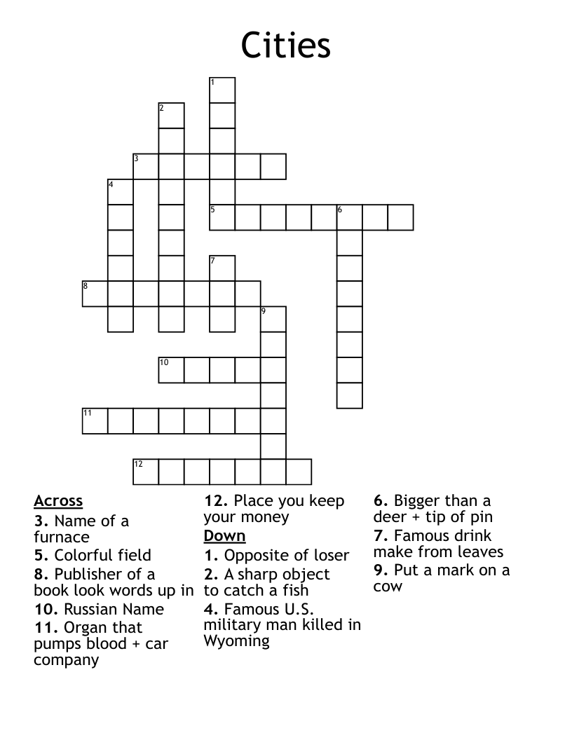 Cities Crossword