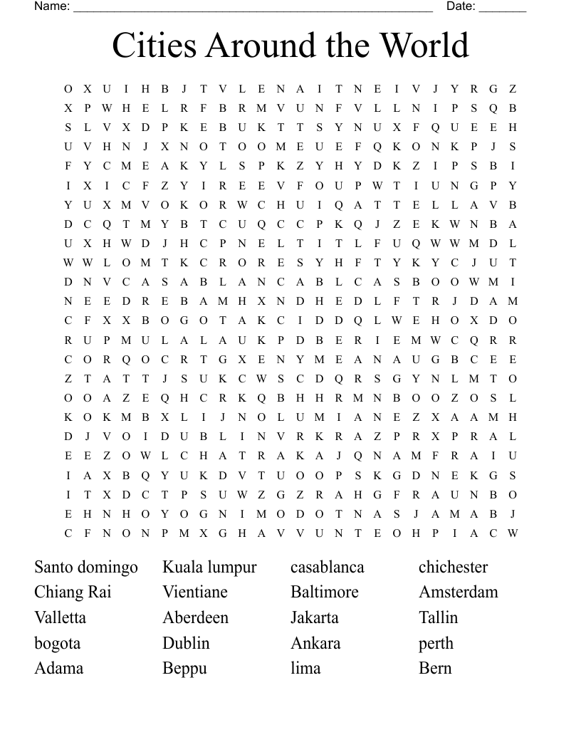 Cities Around the World Word Search