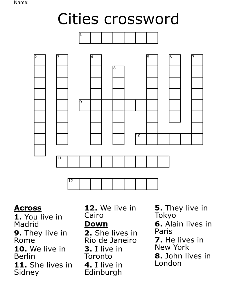 Cities crossword