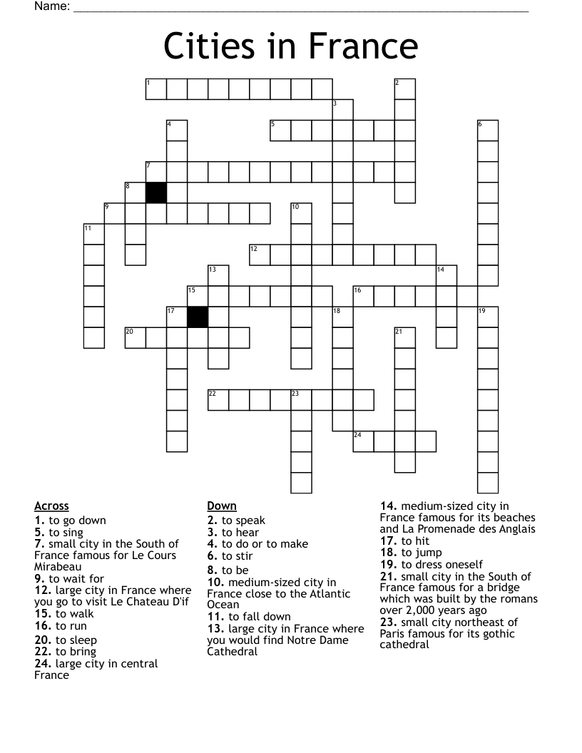 Cities in France Crossword