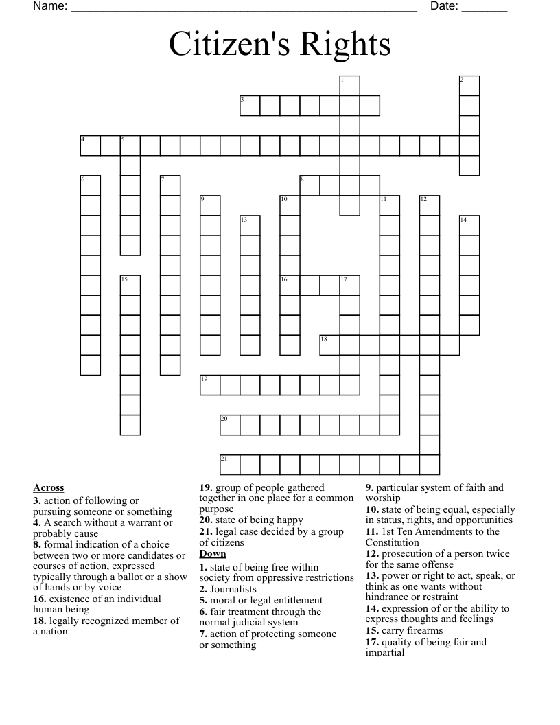 Citizen's Rights Crossword