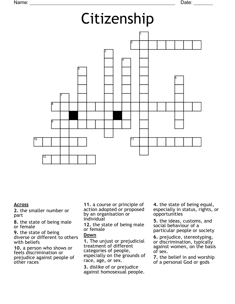 Citizenship Crossword