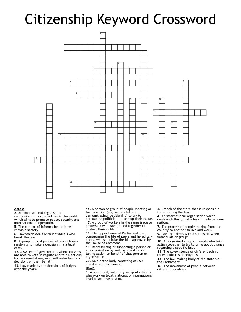 Citizenship Keyword Crossword