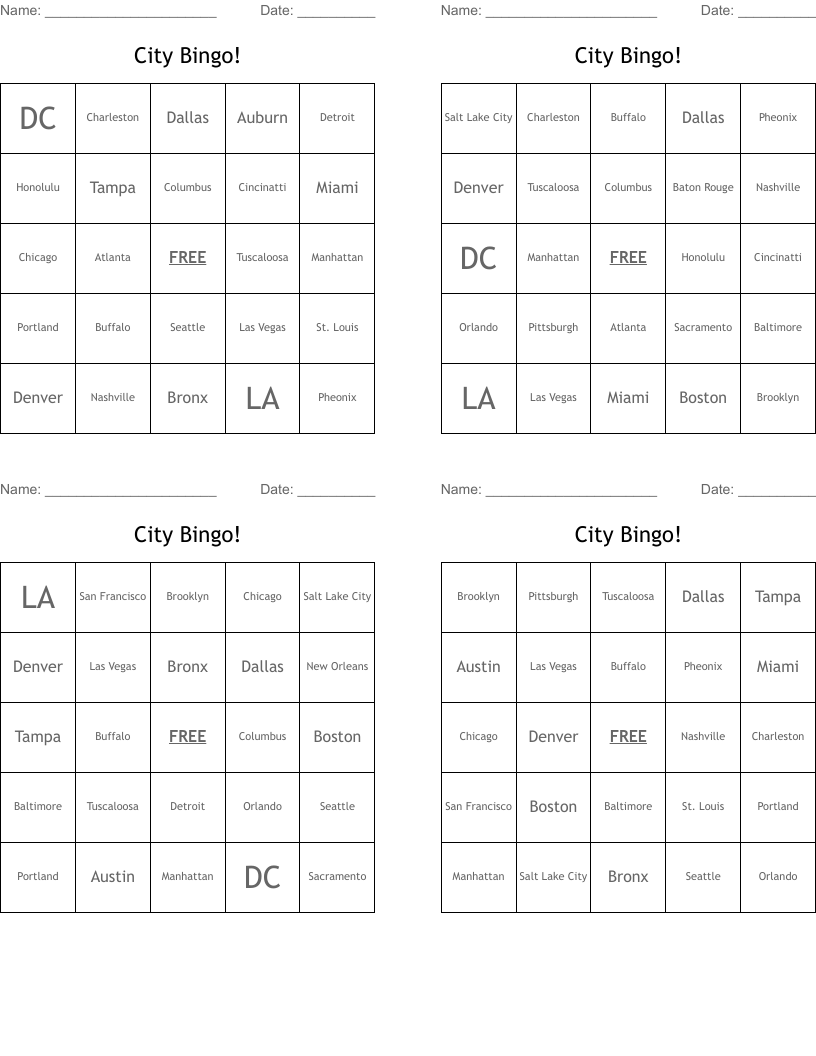 City Bingo!