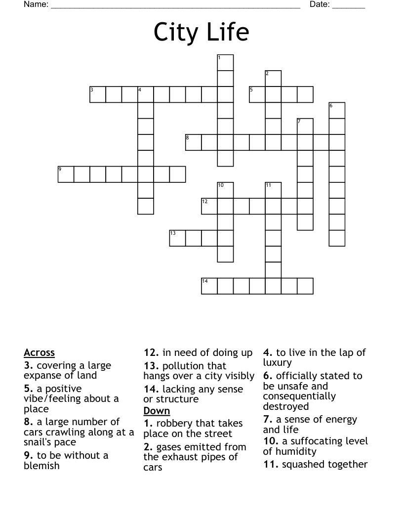 City Life Crossword