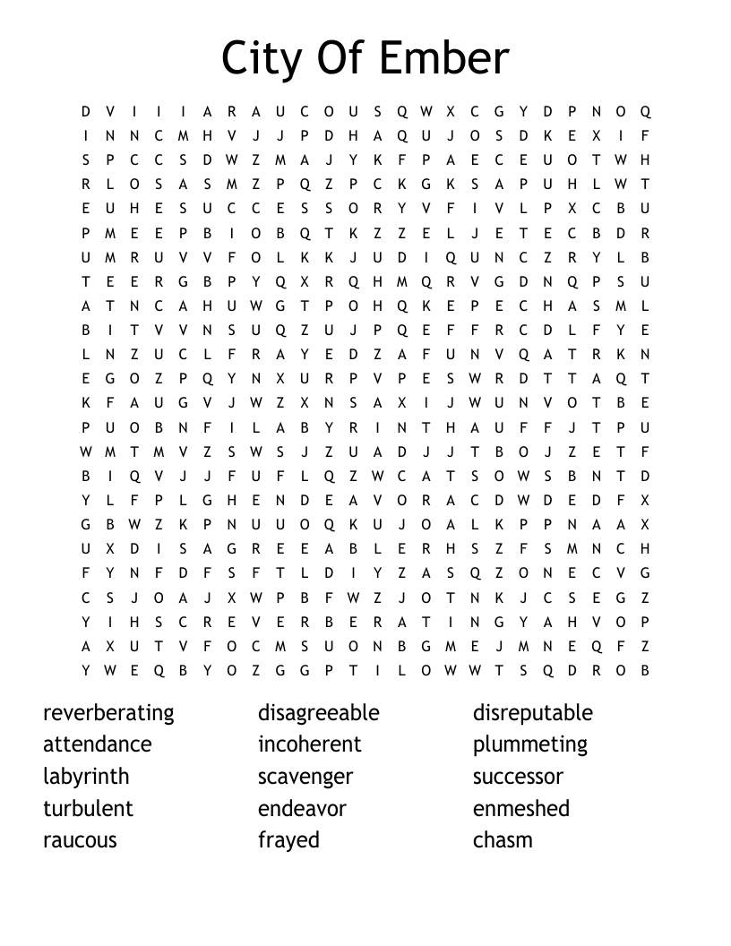 City Of Ember Word Search