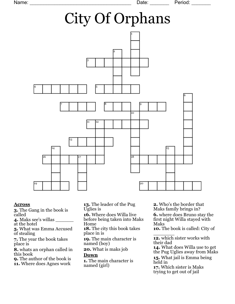 City Of Orphans Crossword