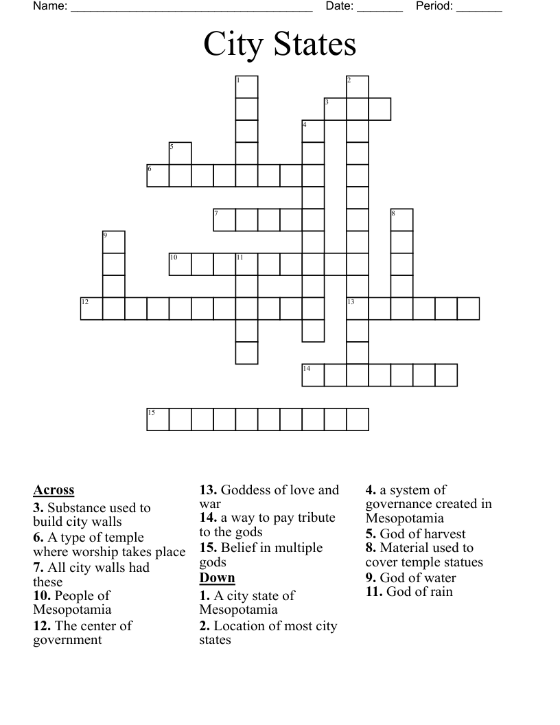 City States Crossword