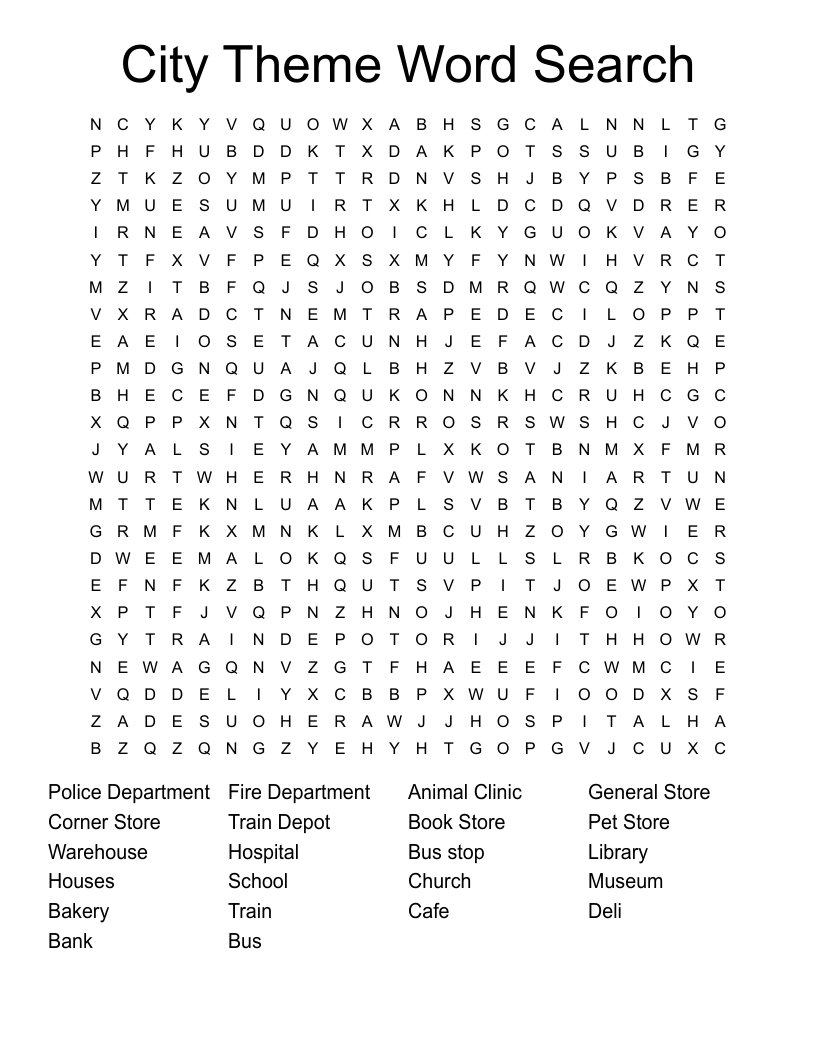 City Theme Word Search