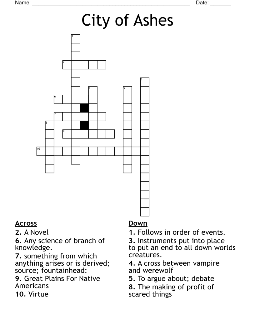 City of Ashes Crossword