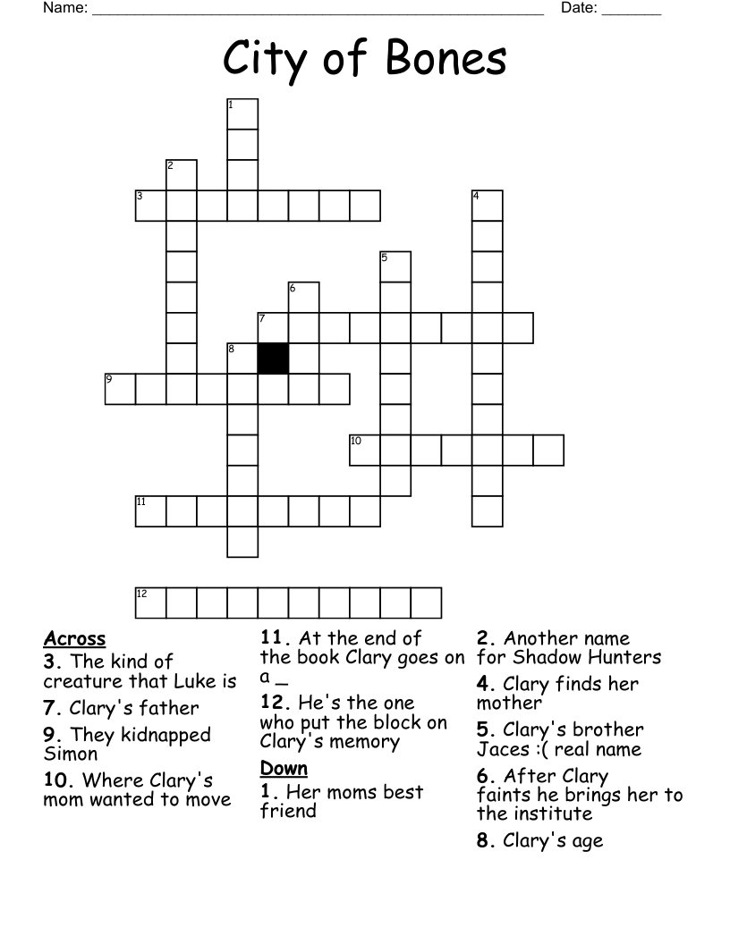 City of Bones Crossword
