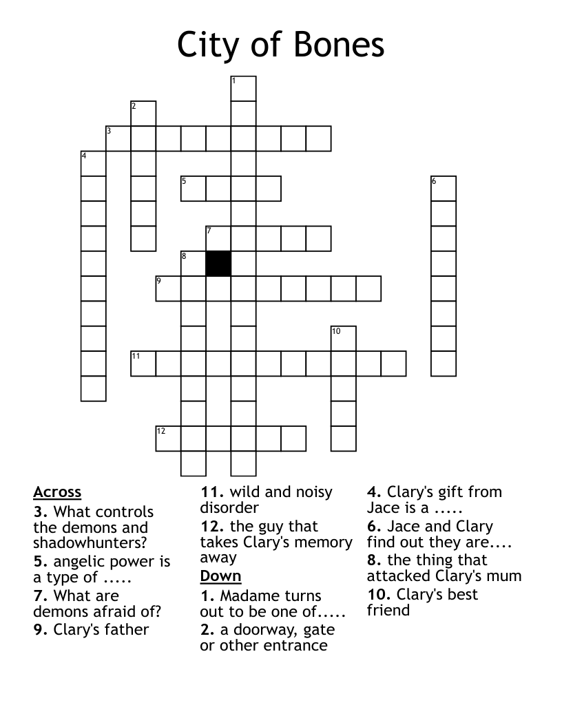 City of Bones Crossword