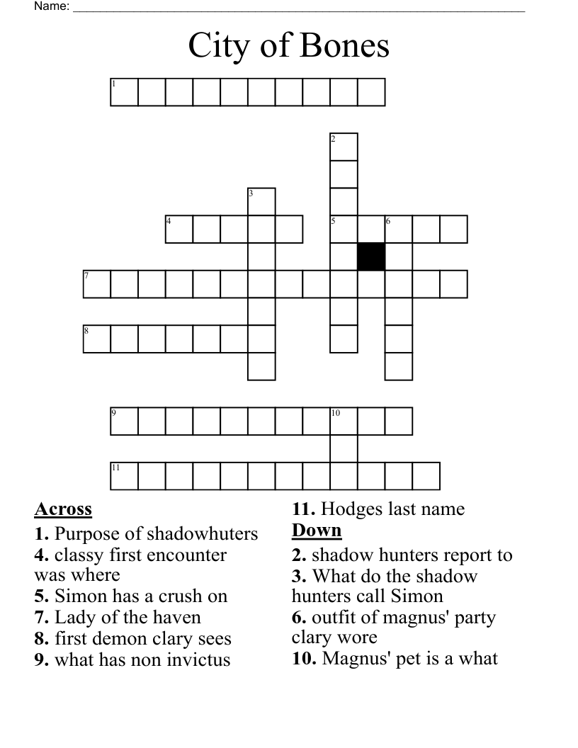 City of Bones Crossword