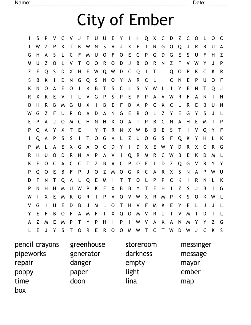 City of Ember Word Search