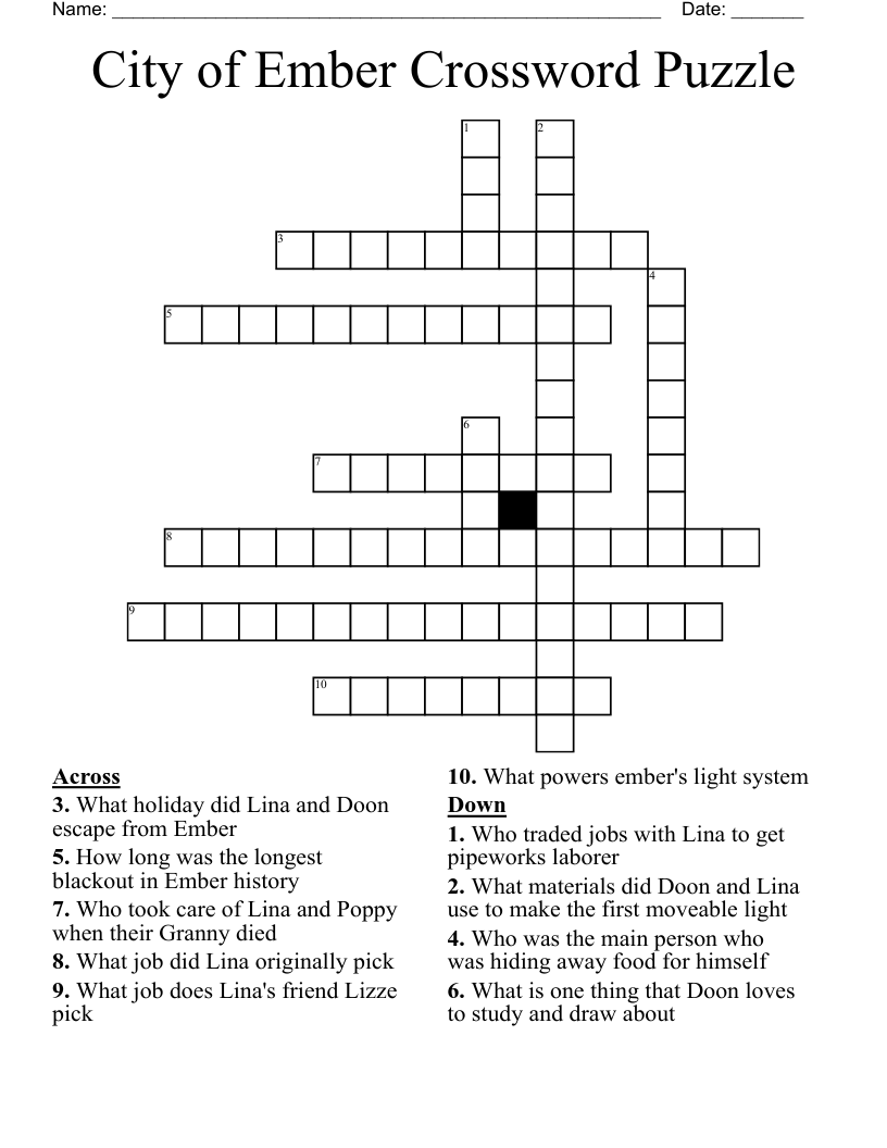 City of Ember Crossword Puzzle