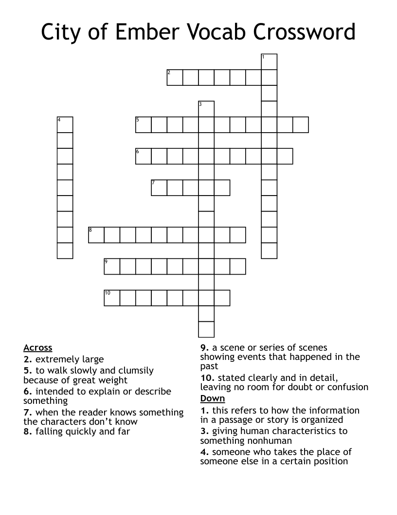 City of Ember Vocab Crossword