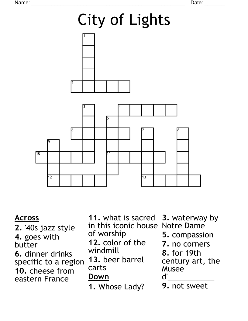 City of Lights Crossword