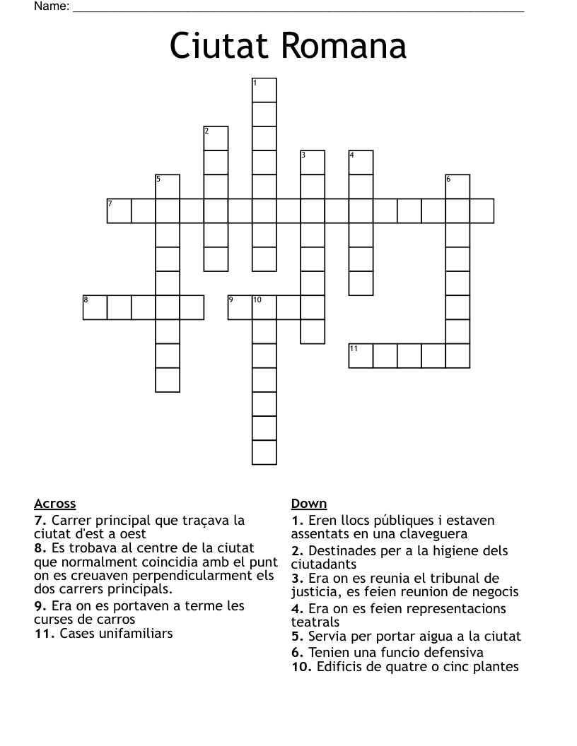 Ciutat Romana  Crossword