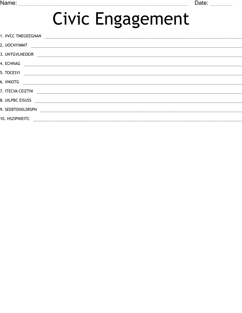 Civic Engagement  Word Scramble