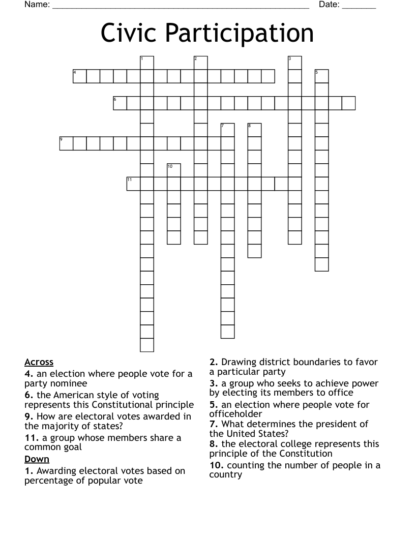 Civic Participation Crossword