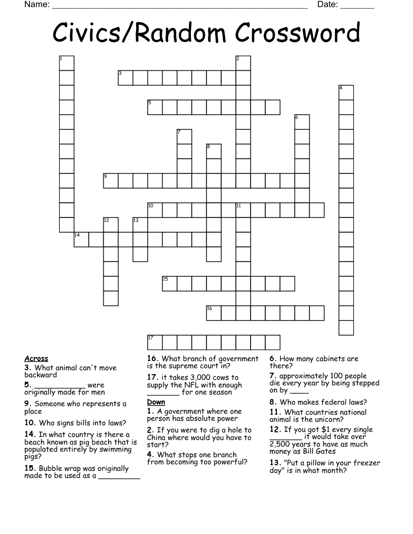 Civics/Random Crossword 
