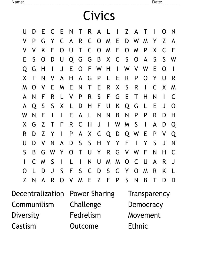 Civics Word Search