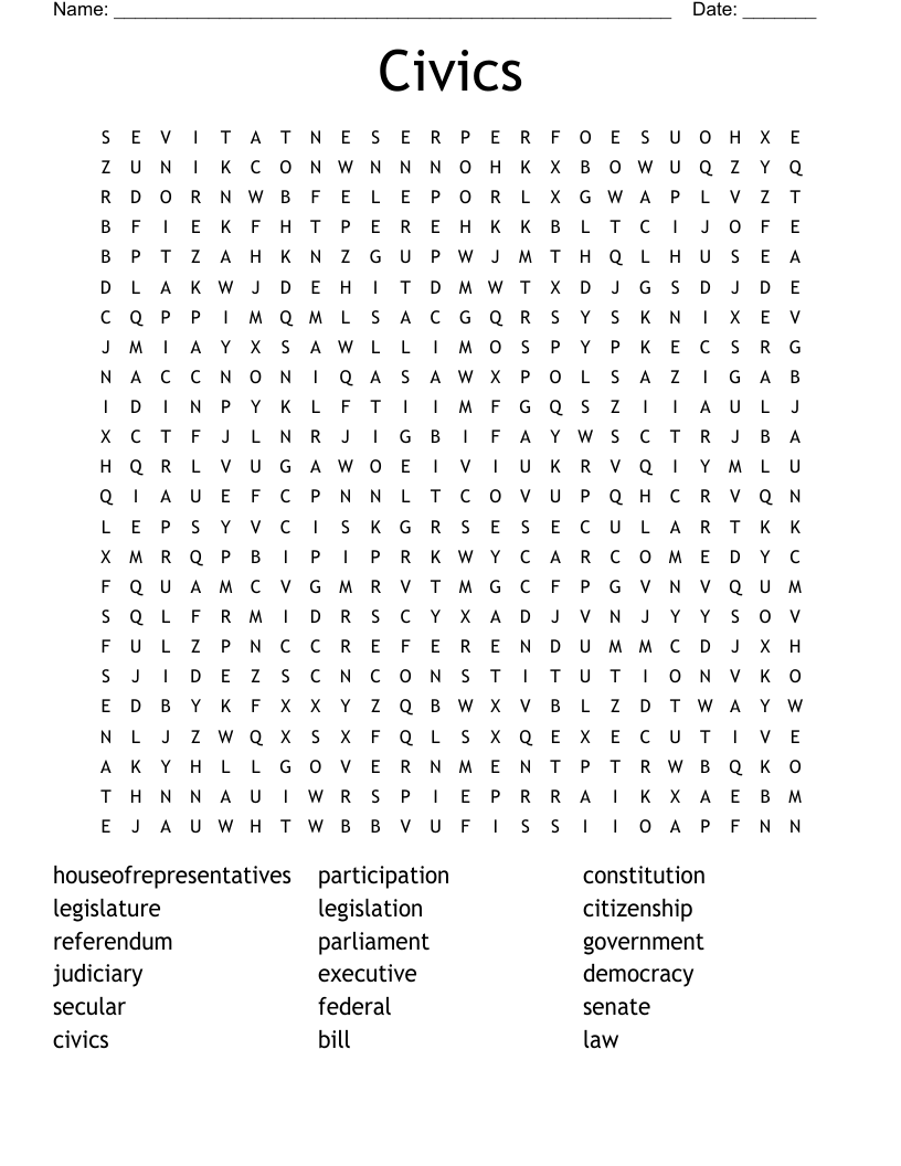 Civics Word Search