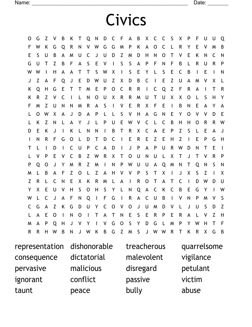 Civics Word Search