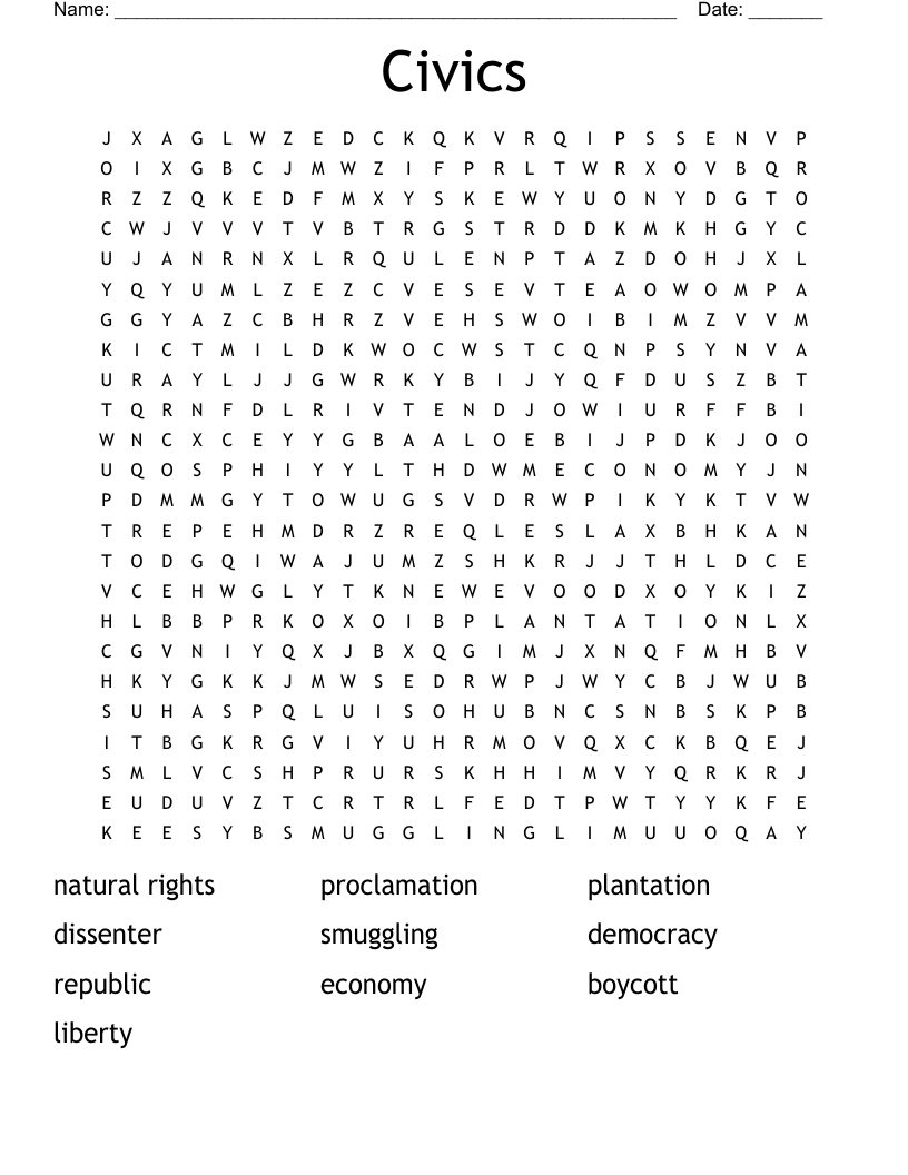 Civics Word Search