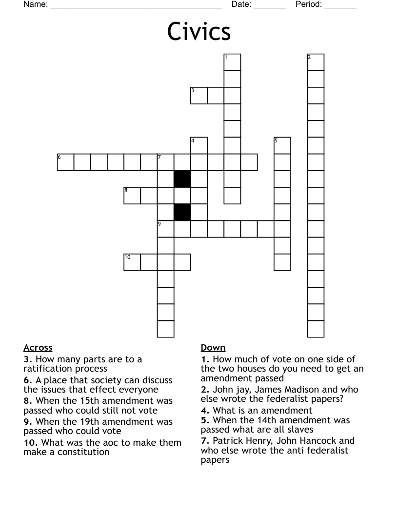 Civics Crossword